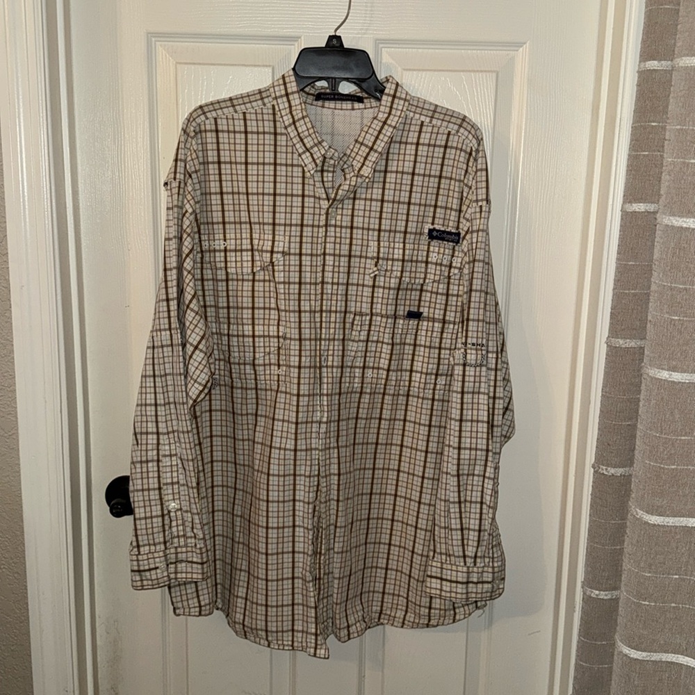 EUC - Men’s Columbia Super Bonehead Omni-Shade XL Plaid Long Sleeve Shirt